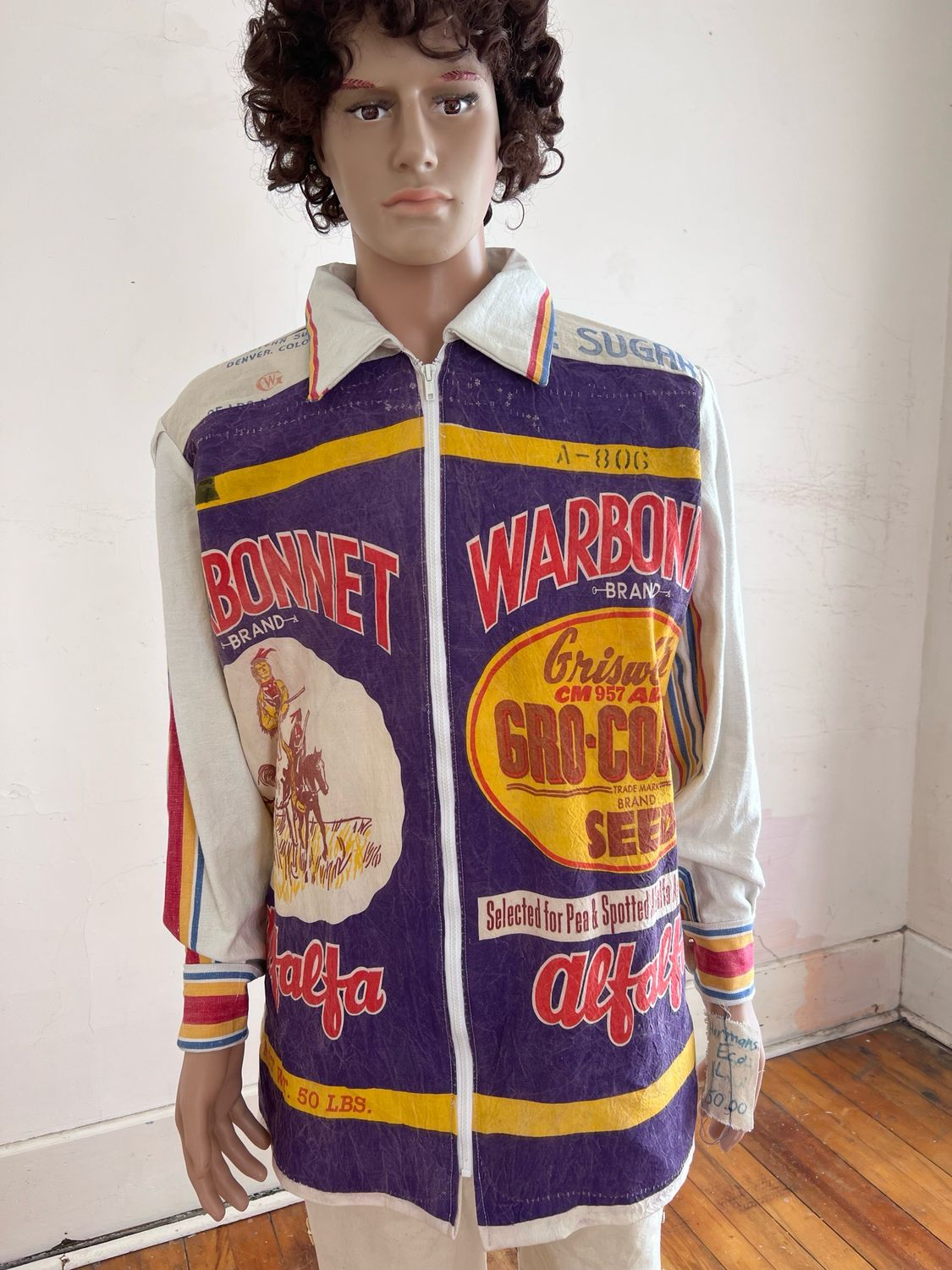 Feed Sack Jacket XL  War Bonnet Alfalfa &amp; Sugar By A Herman