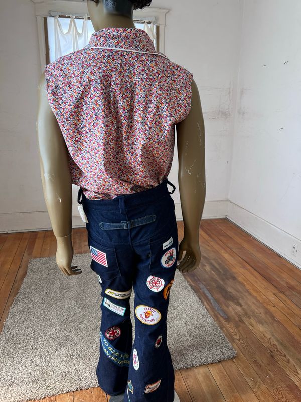 Mens Vintage Patch Jeans 34x34 A Herman USA Buckle back