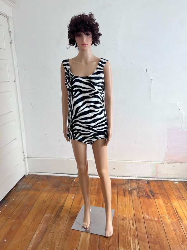 Zebra Stage Romper L Faux Fur By A Herman