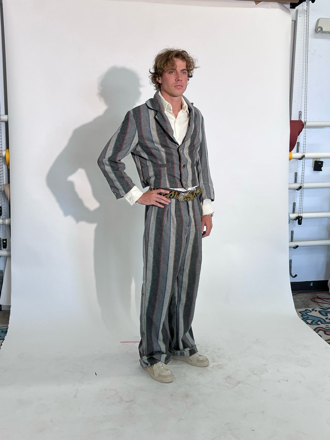 Mens Western Suit 40 Striped Wool Hermans Eco