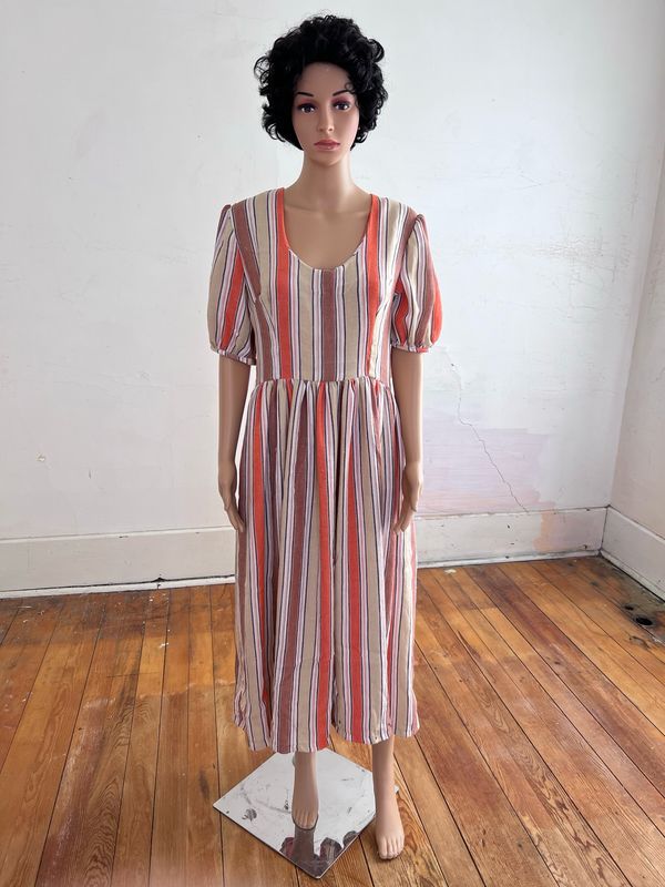 Striped Prairie Dress L By Anna Herman USA