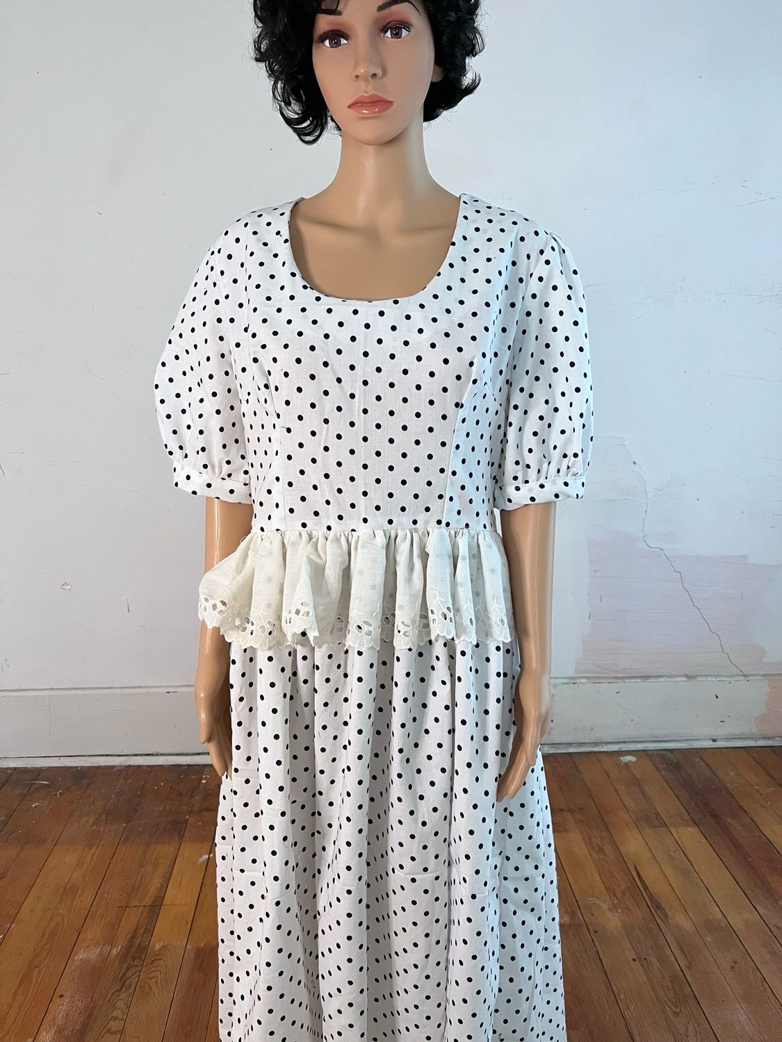 Polkadot Prairie Dress Peplum By Anna Herman USA