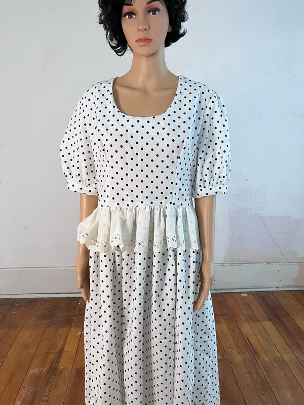 Polkadot Prairie Dress Peplum By Anna Herman USA