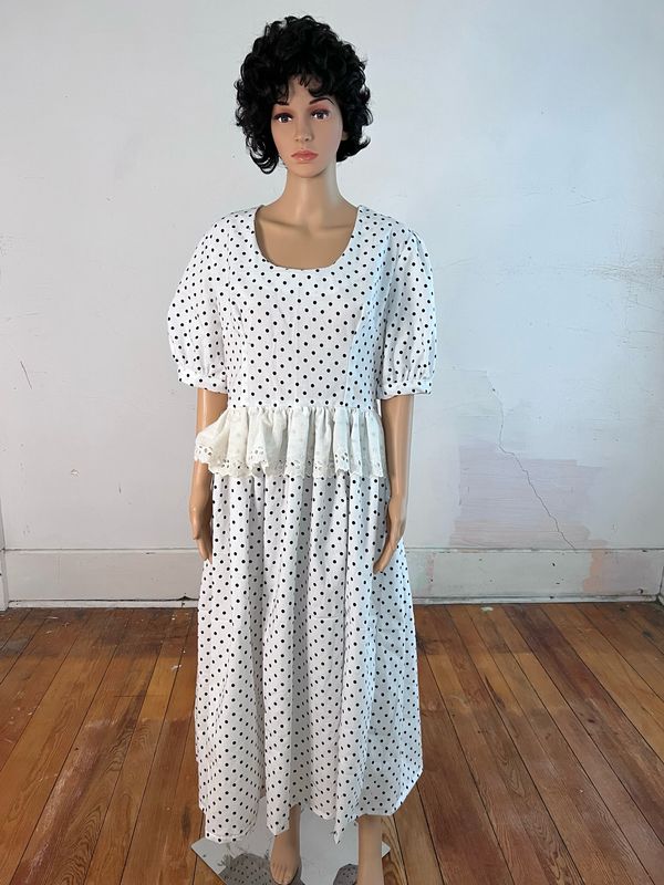 Polkadot Prairie Dress Peplum By Anna Herman USA