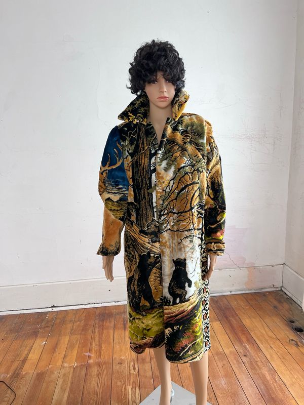 Bear Deer Tapestry Coat S By A Herman USA