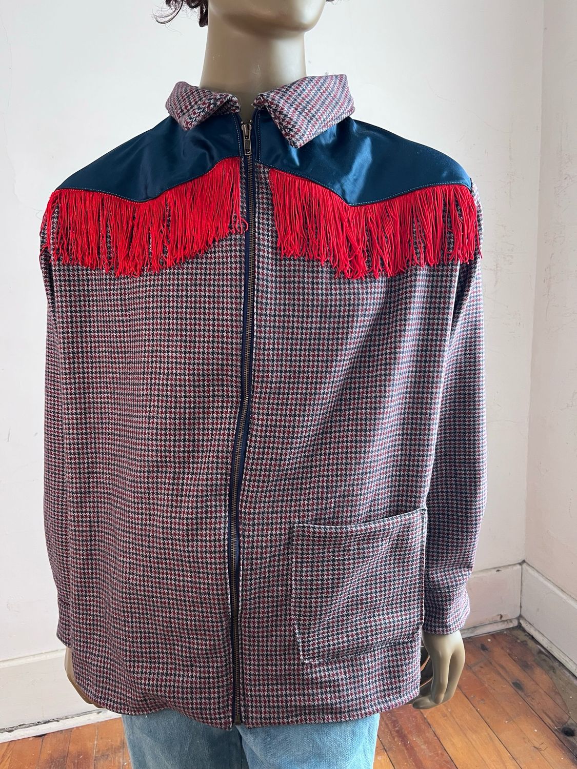 Plaid Western Wool Jacket L By A Herman USA