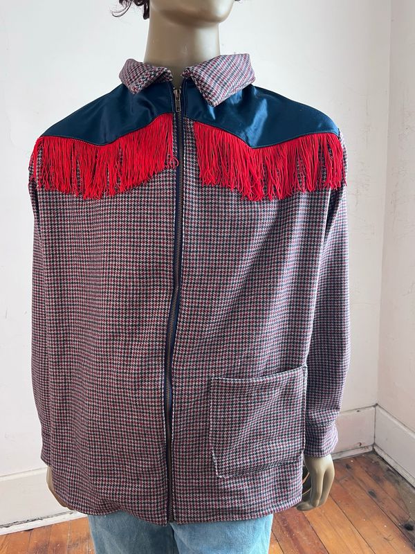 Plaid Western Wool Jacket L By A Herman USA