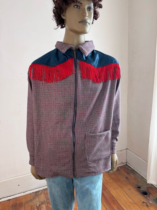 Plaid Western Wool Jacket L By A Herman USA