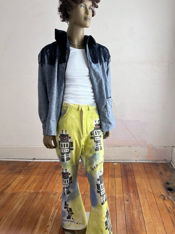 Robot jeans 34 X 32 air brushed grafitti Hermans