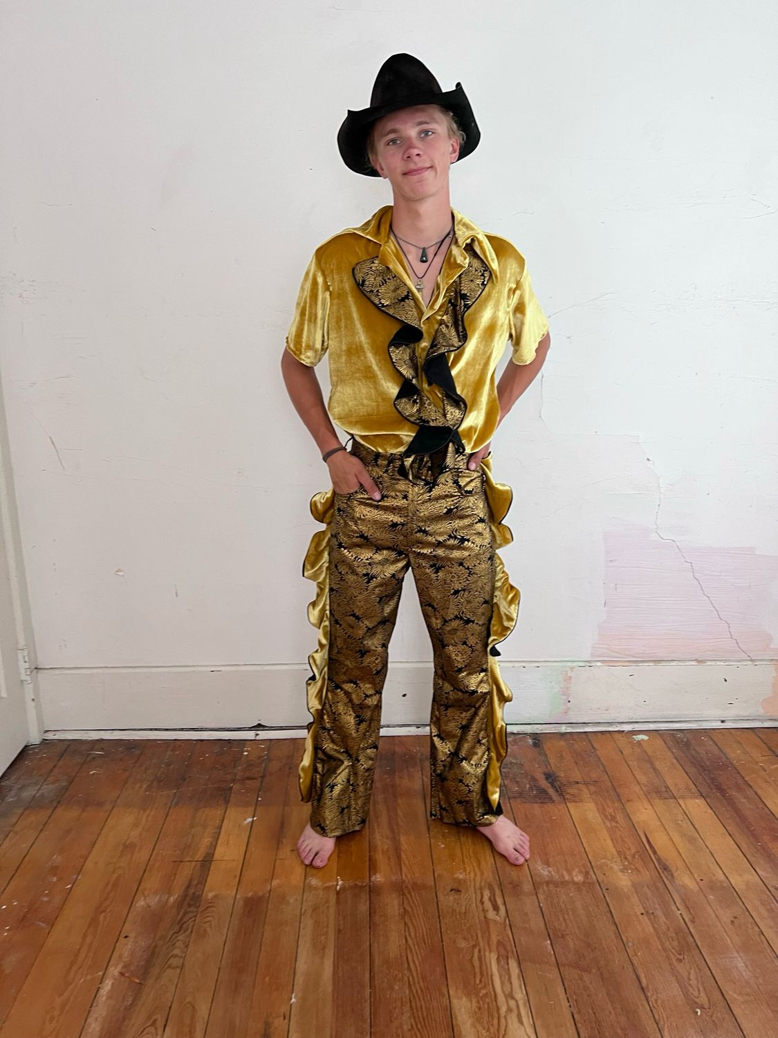 Flounce Set Velvet Gold Lamee by Anna Herman Flounce Set Velvet Gold Lamee by Anna Herman