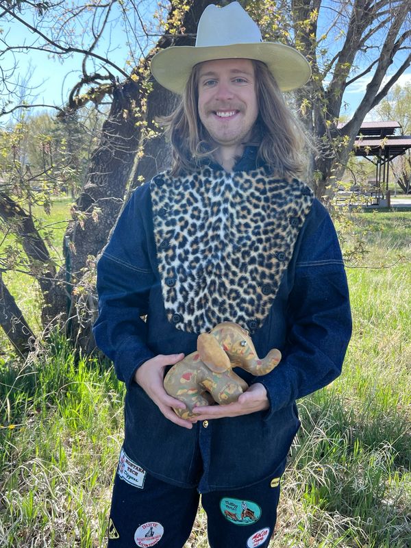 Denim Bib Cheetah Western Shirt By A Herman L USA Denim Bib Cheetah Western Shirt By A Herman L USA
