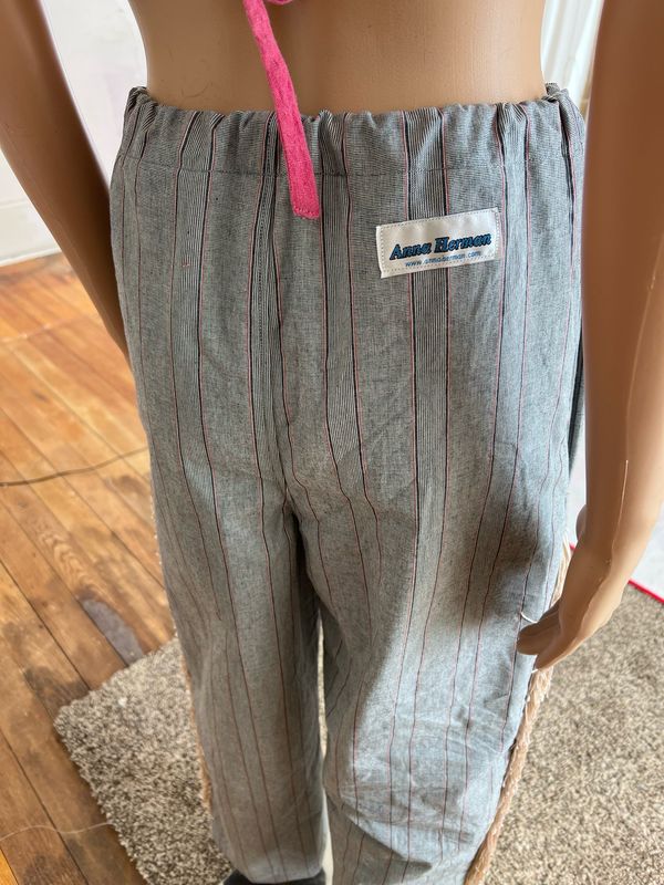 Fringe Drawstring Pants by Anna Herman USA S stripe denim 