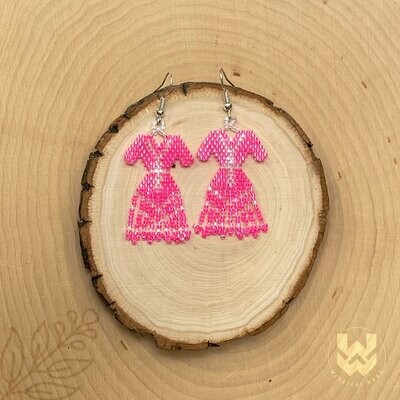 Beaded Earrings - Pink Dress - E101