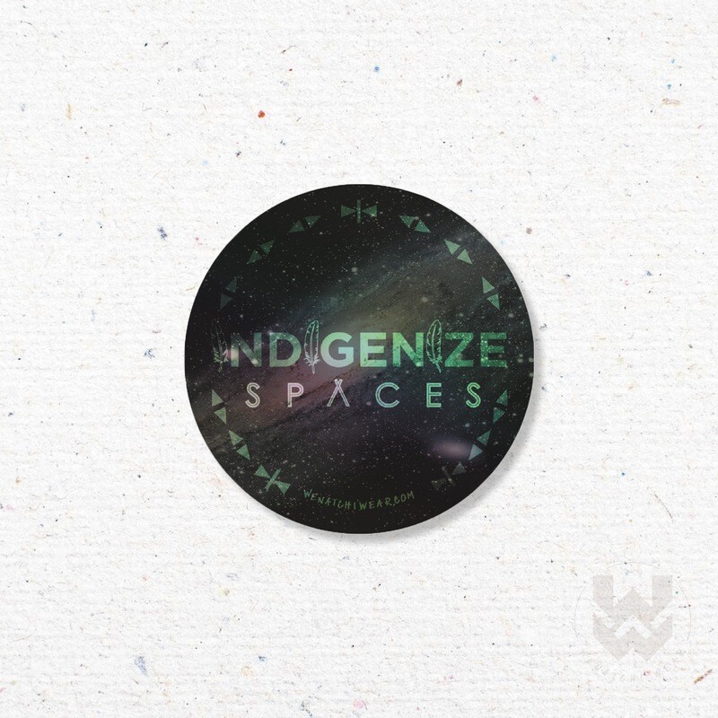 Indigenize Spaces Holographic Circle Sticker
