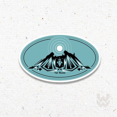 Two Bears Oval Teal Sticker