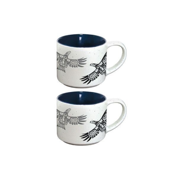 Ceramic Espresso Mugs - Set of 2 - Soaring Eagle