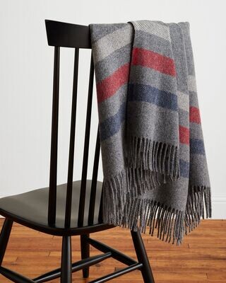 Pendleton Eco-wise Wool Fringed Throw - Grey Stripe