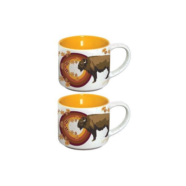 Ceramic Espresso Mugs - Set of 2 - Buffaloes