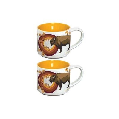 Ceramic Espresso Mugs - Set of 2 - Buffaloes
