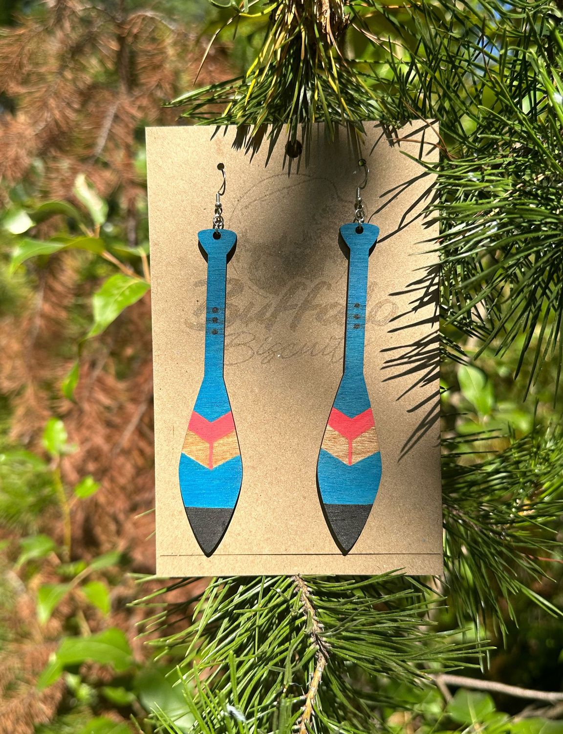 Paddle Earrings - Blue, Red, Black