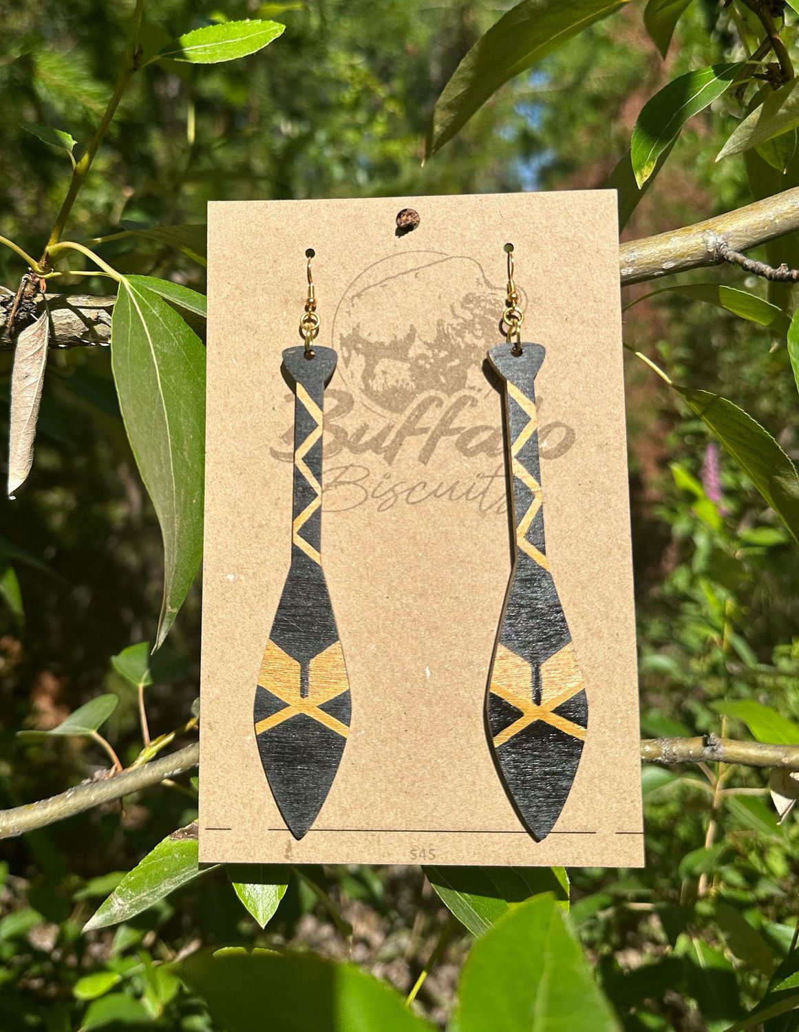 Paddle Earrings - Black/Gold
