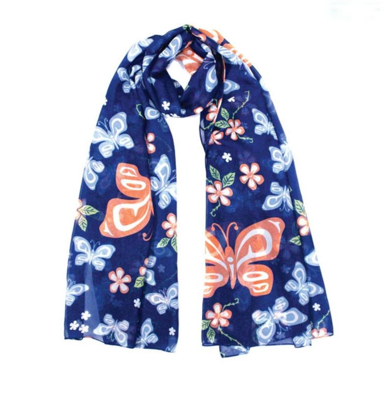 Chiffon Scarf -Butterfly and Wild Rose