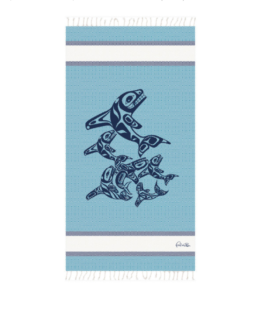 Artisan Cotton Towel - Orca Family (Large)