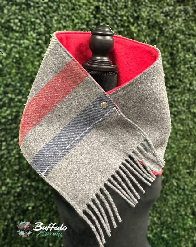 Wool/fleece cowl - red fleece