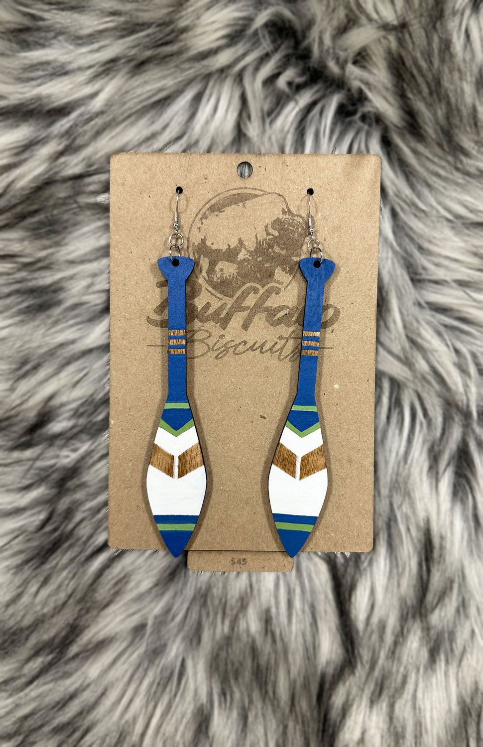 Paddle Earrings - Blue, Green, White