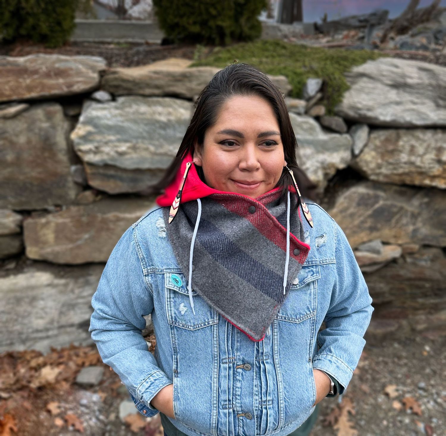 Wool/fleece cowl - red fleece hoodie