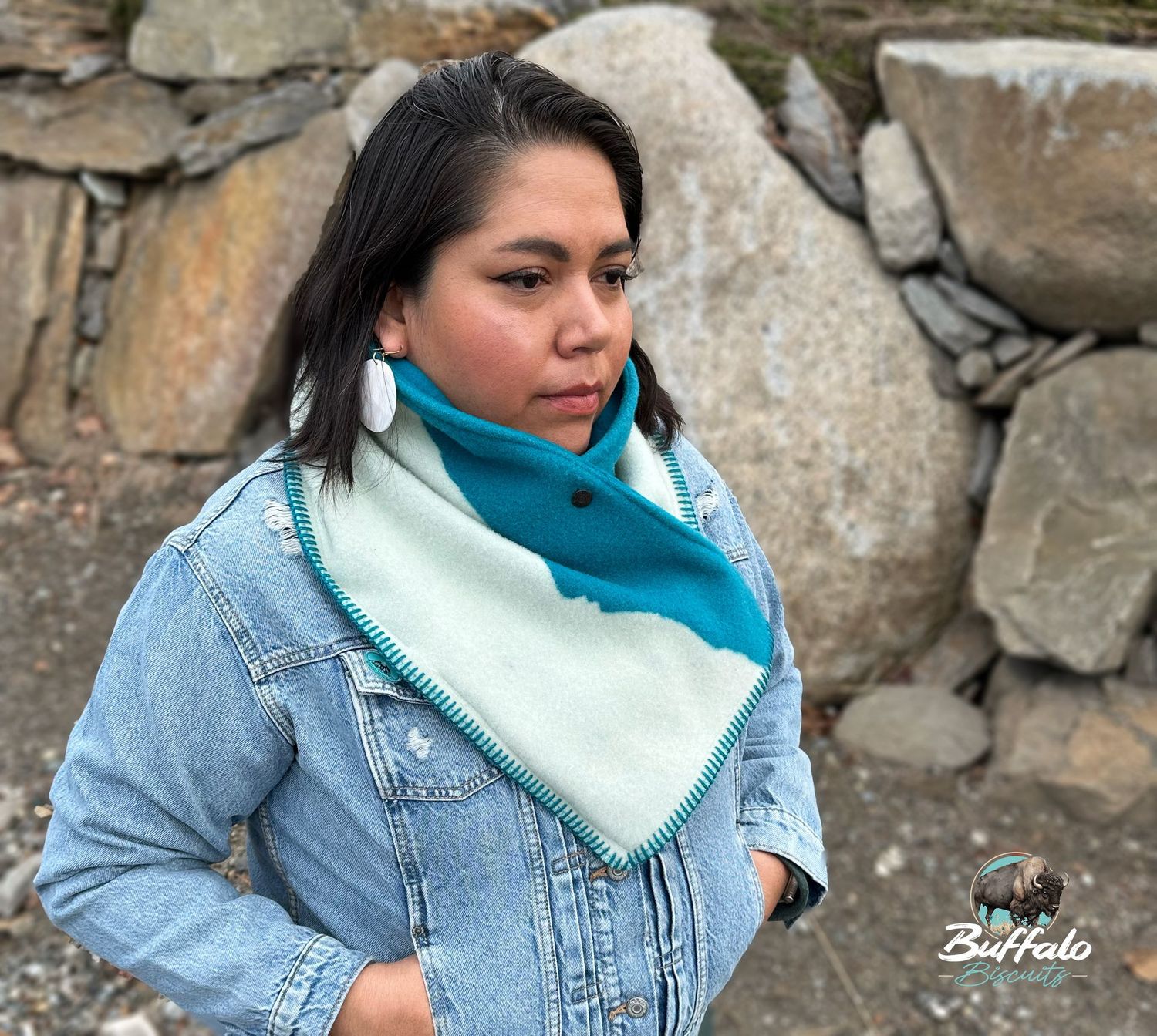 Mtn Wool/fleece cowl - teal fleece
