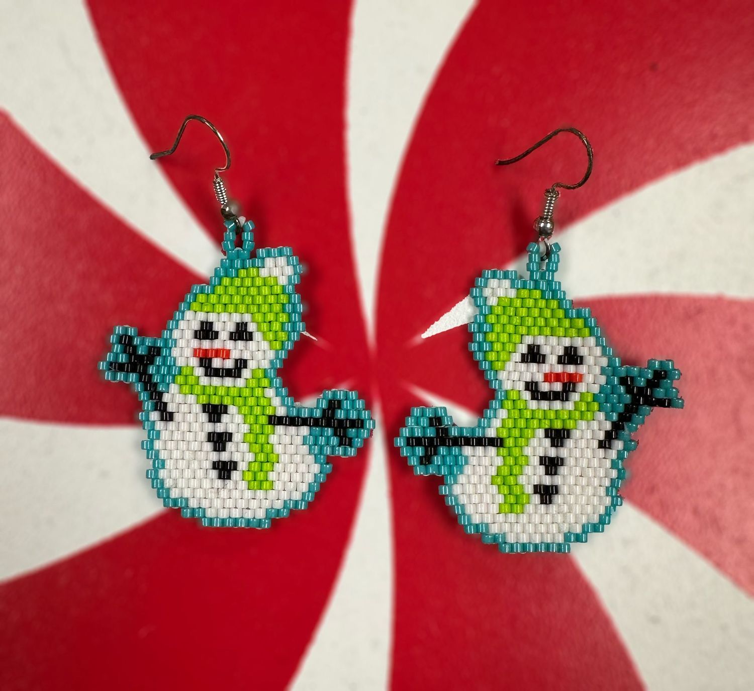 Beaded Earrings - snowman