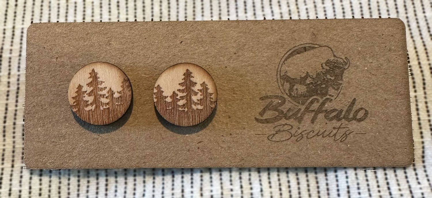 Small round geometric stud earrings - Forest