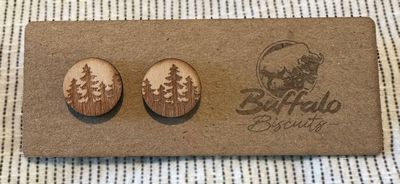 Small round geometric stud earrings - Forest