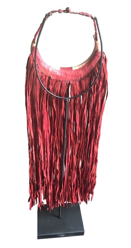 Red Leather Fringed Necklace