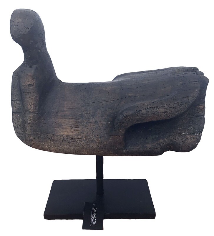 Vintage Wood Saddle Made in Java on Metal Stand