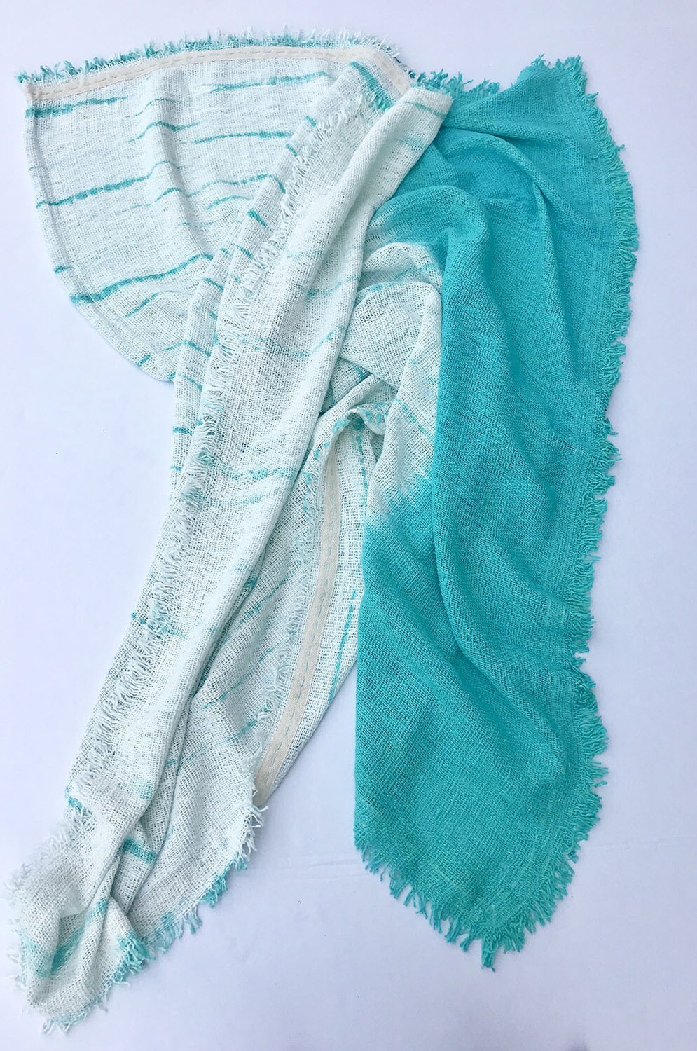 Aqua Tie Dye Fringed Throw