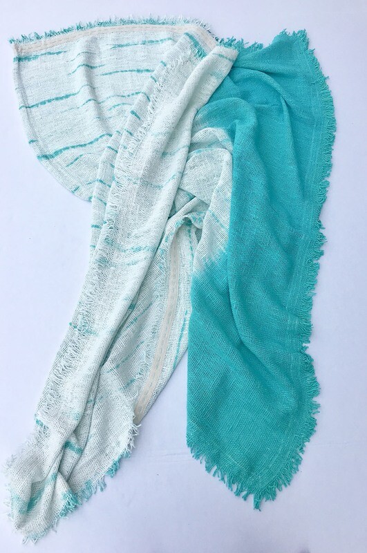 Aqua Tie Dye Fringed Throw