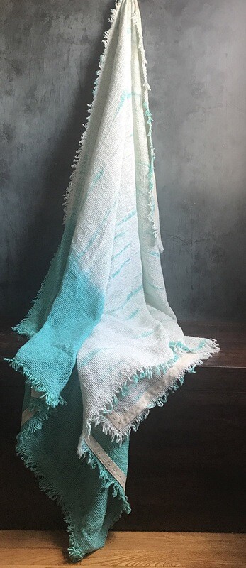 Aqua Tie Dye Fringed Throw