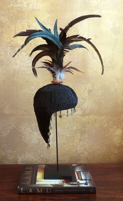 Black Beaded Hat from Bali, Indonesia