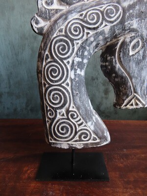Wood-Carved Horse Sculpture - BLKW