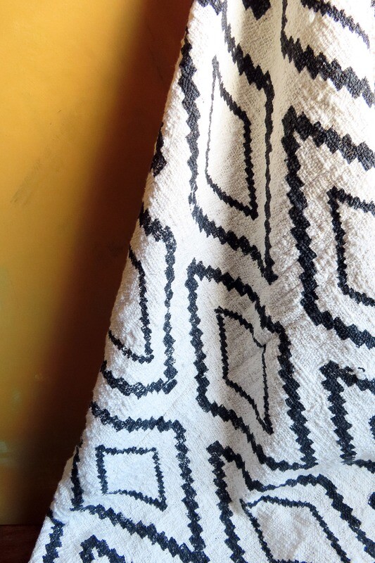 Beaded Throw Blanket - Cream &amp; Black