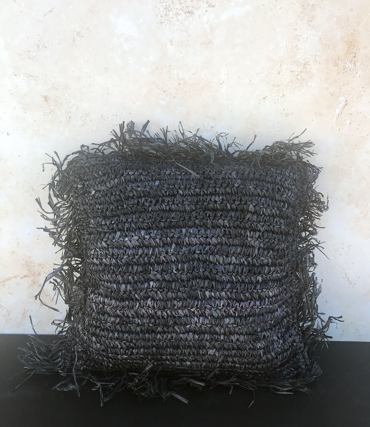 Sea Grass Pillow Cover - Black Square