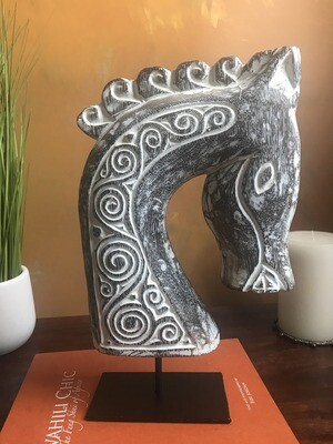 Wood-Carved Horse Sculpture - BRNWW