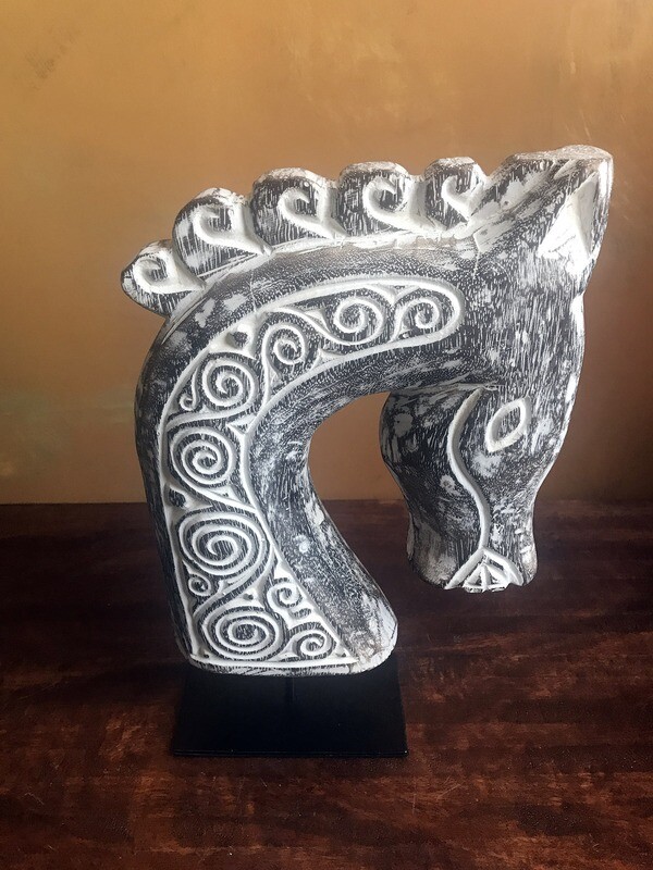 Wood-Carved Horse Sculpture - BRNWW