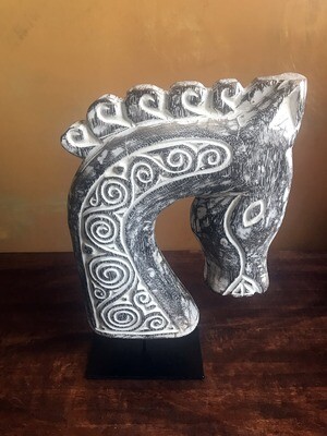Wood-Carved Horse Sculpture - BRNWW