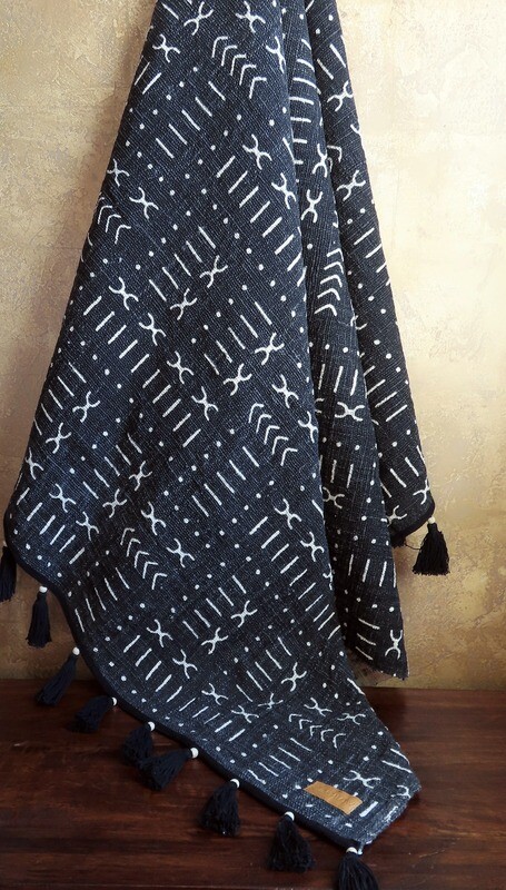 Beaded Throw Blanket - African Tribal Print 2