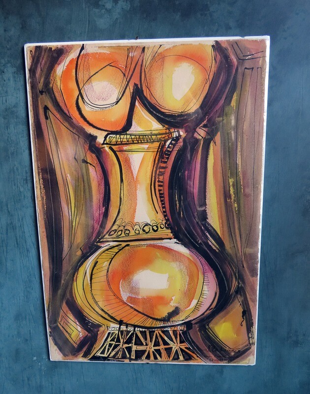 Cuban Painting - &quot;Vaso Ceremonial Quimbaya&quot;