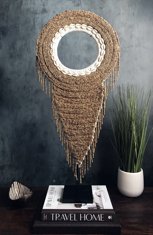 Beaded Tribal Necklace On Stand (Toasted Brown)