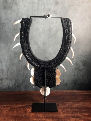 Black Shell Necklace on Stand